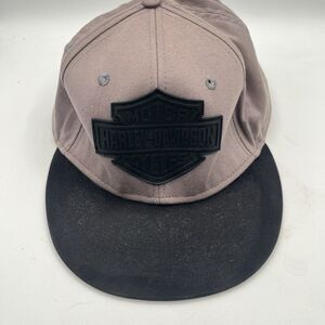 Harley Davidson Motor Cycle Fitted Hat Size  3XL Woven Grey Black